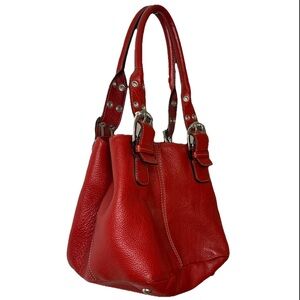 Tignanello Perfect 10 French Tote Brick Red Leather Double Handle Purse Bag